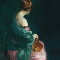 Johannes Grenness Back Turned Woman With A Guitar