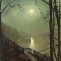 John Atkinson Grimshaw Moolight On The Lake Roundhay Park Leeds