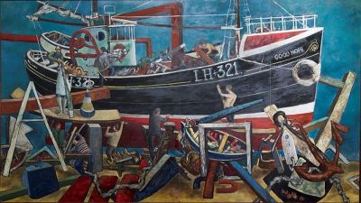 art oil painting reproduction of  John Bellany The Boat Builders 1962 museum quality handmade