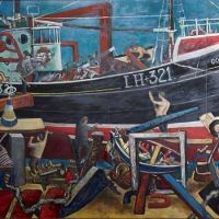 John Bellany The Boat Builders 1962 Hand Painted Reproduction