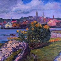 John French Sloan Sunflowers On Rocky Neck 1914 Hand Painted Reproduction