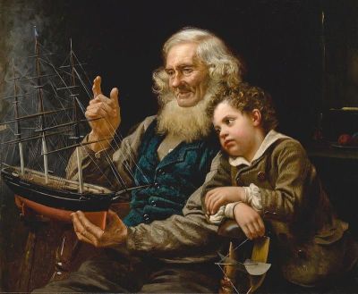 art oil painting reproduction of  John Geoge Brown Une Histoire De La Mer museum quality handmade