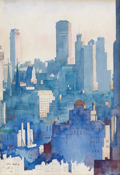 art oil painting reproduction of  John Held Jr New York Skyline 1934 museum quality handmade