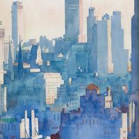 John Held Jr New York Skyline 1934 Hand Painted Reproduction