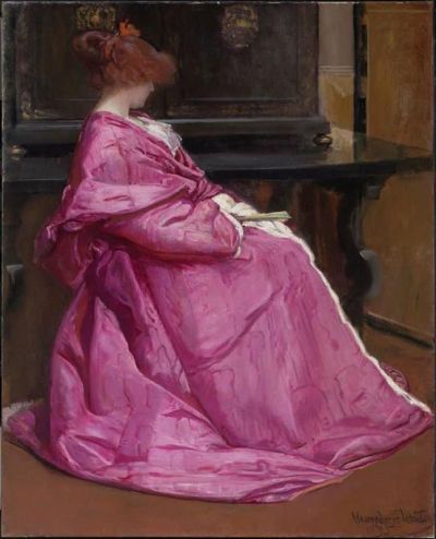 art oil painting reproduction of  John Humphreys Johnston Le Domino Rose Ca. 1895 museum quality handmade