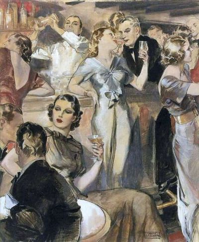 art oil painting reproduction of  John La Gatta Cocktails museum quality handmade