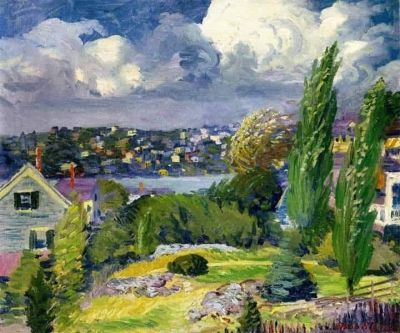 art oil painting reproduction of  John Sloan Breezy Day Gloucester Massachusetts 1915 museum quality handmade