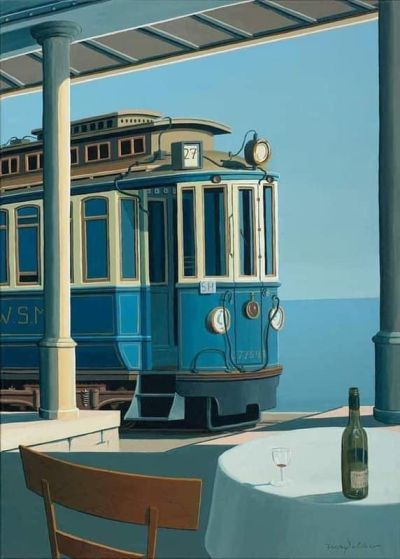 art oil painting reproduction of  Joop Polder The Tram museum quality handmade