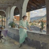 Josef Kinzel The View Over The Roofs Hand Painted Reproduction