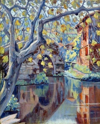 art oil painting reproduction of  Joseph Raphael Reflection Pool C.1918 museum quality handmade