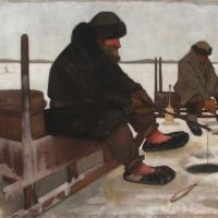 Juho Rissanen Winter Fishing Icefishing 1900 Hand Painted Reproduction