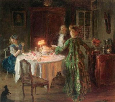 art oil painting reproduction of  Jules-alexandre Grun The Dinner Party 1911 museum quality handmade