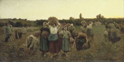 art oil painting reproduction of  Jules Breton Calling In The Gleaners museum quality handmade