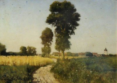 art oil painting reproduction of  Jules Breton Landscape Courrieres France museum quality handmade