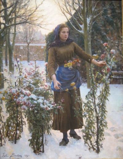 art oil painting reproduction of  Jules Breton Last Flowers museum quality handmade