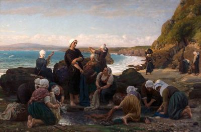art oil painting reproduction of  Jules Breton The Washerwomen Of The Breton Coast museum quality handmade