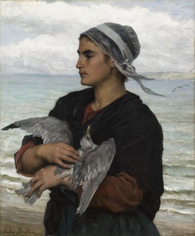 art oil painting reproduction of  Jules Breton The Wounded Seagull museum quality handmade