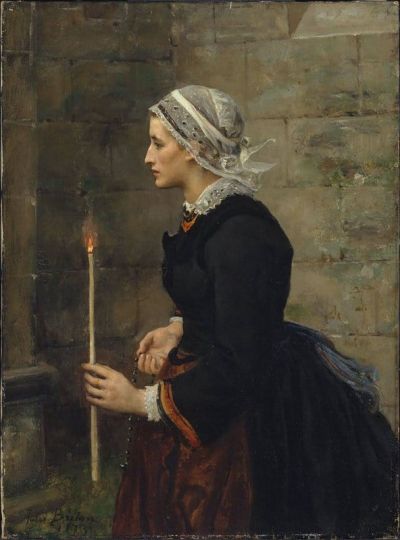 art oil painting reproduction of  Jules Breton Woman With A Taper museum quality handmade
