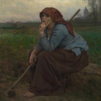 Jules Breton Young Peasant Girl With A Hoe