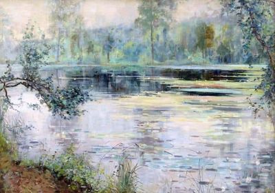 art oil painting reproduction of  Julia Beck L Etang - Brume museum quality handmade