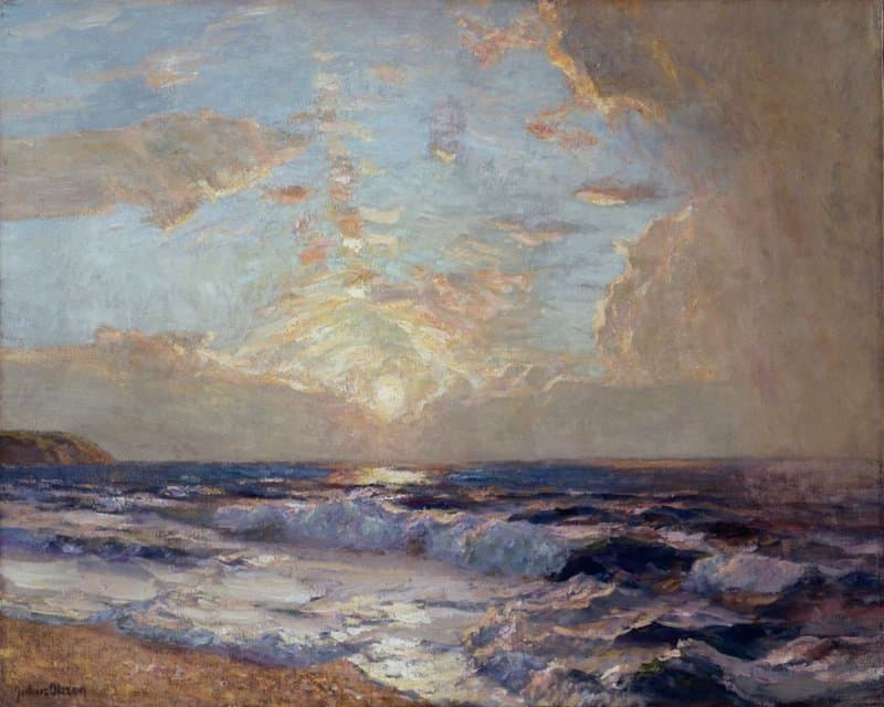 Julius Olsson Ra Sunset Cornish Coast 1920 museum quality