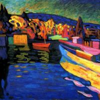 Kandinsky Autumn Landscape With Boats Hand Painted Reproduction