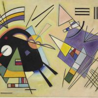 Kandinsky Black And Violet Hand Painted Reproduction