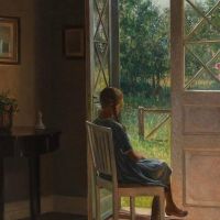 Karl Harald Alfred Broge Interior With A Girl Looking Out Into The Garden 1920