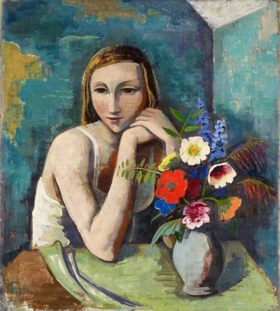 art oil painting reproduction of  Karl Hofer Girl With Flowers 1936 museum quality handmade