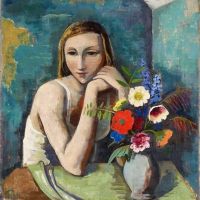Karl Hofer Girl With Flowers 1936 Hand Painted Reproduction