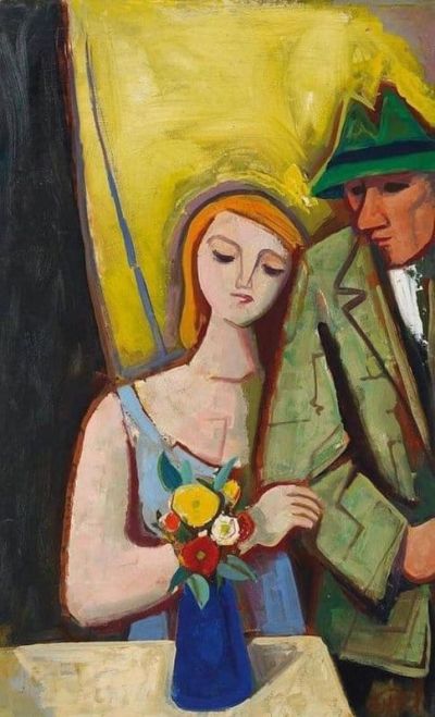 art oil painting reproduction of  Karl Hofer Liebespaar Am Tisch 1952 museum quality handmade