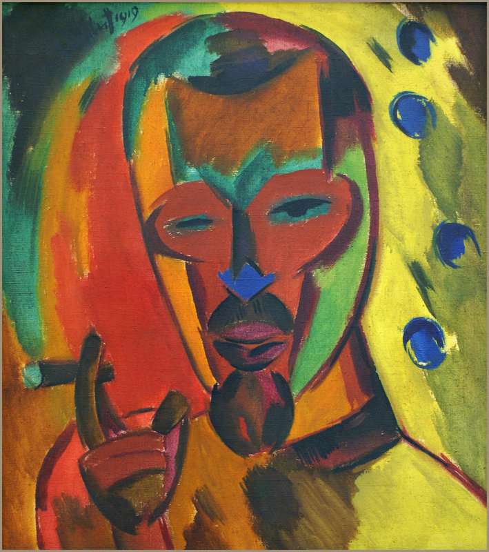 Karl Schmidt Rottluff Self Portrait With Cigar - 1919 museum quality