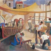 Karoly Patko Workers 1930 Hand Painted Reproduction