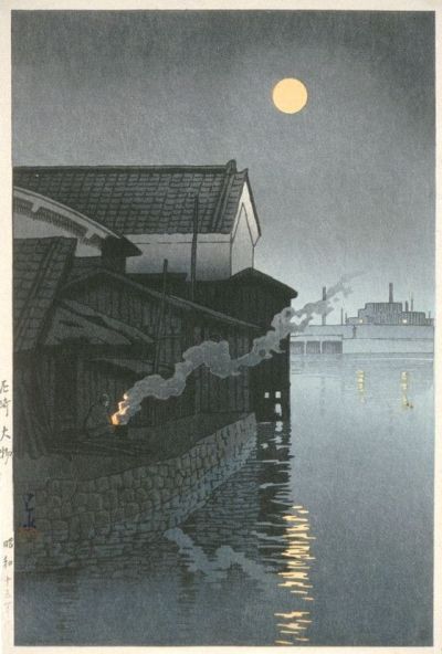 art oil painting reproduction of  Kawase Hasui Daimotsu Amagasaki 1940 museum quality handmade