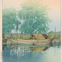Kawase Hasui Early Morning Scene With Moored Boats 1931