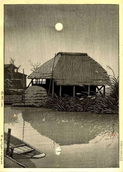 art oil painting reproduction of  Kawase Hasui Moon At Itako 1936 museum quality handmade