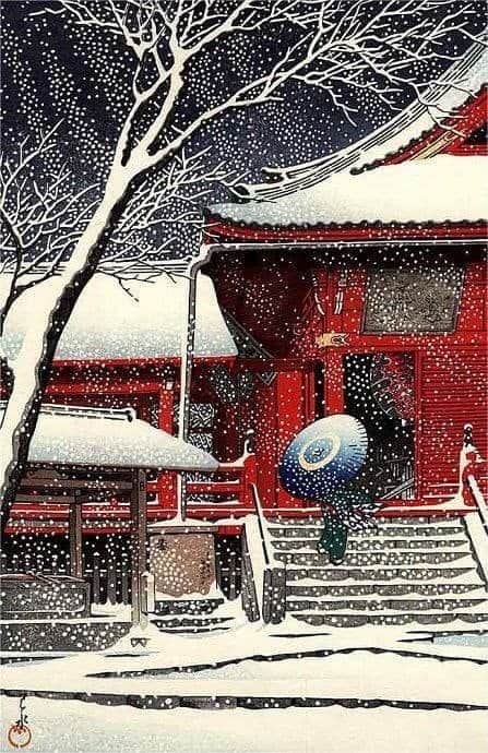 Kawase Hasui Snow At Kiyomizo Hall In Ueno 1929 museum quality