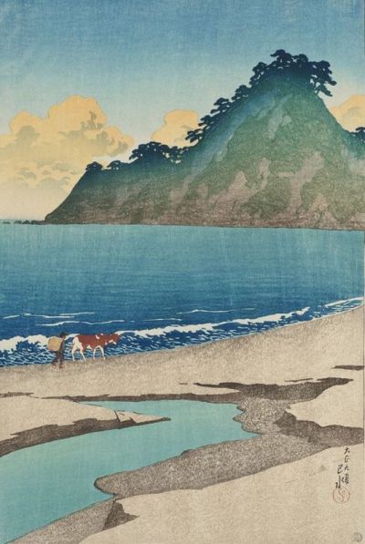 art oil painting reproduction of  Kawase Hasui Summer Morning On Iwaino Beach 1920 museum quality handmade