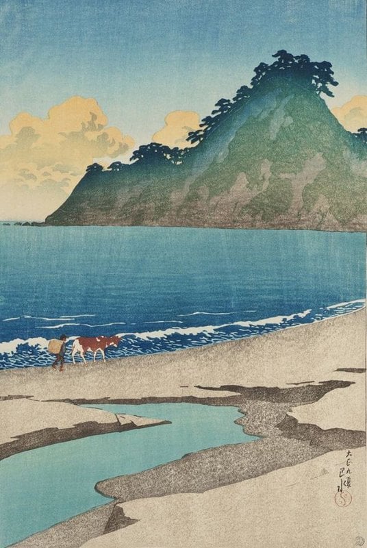Kawase Hasui Summer Morning On Iwaino Beach 1920 museum quality