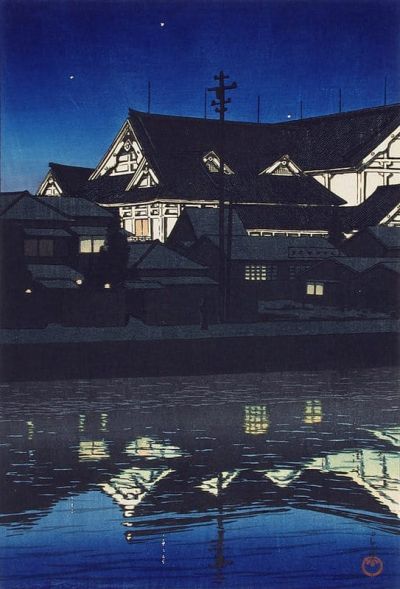 art oil painting reproduction of  Kawase Hasui The Kabuki Theatre 1926 museum quality handmade