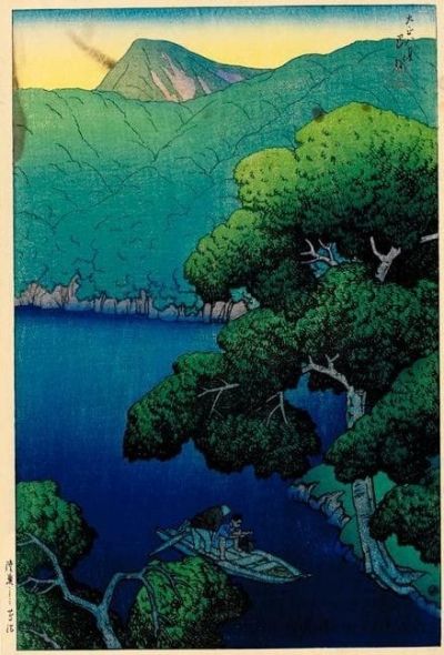 art oil painting reproduction of  Kawase Hasui Tsuta Marsh Mutsu 1919 museum quality handmade