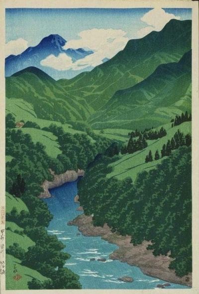 art oil painting reproduction of  Kawase Hasui Yanagawa In Kai Province 1921 museum quality handmade