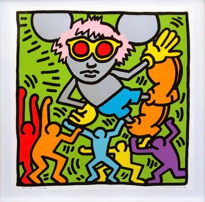 art oil painting reproduction of  Keith Haring Andy Mouse museum quality handmade