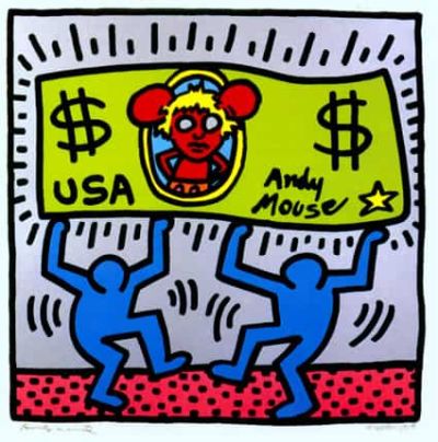 art oil painting reproduction of  Keith Haring Andy Mouse 1986 museum quality handmade