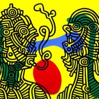 Keith Haring Keith And Julia Hand Painted Reproduction