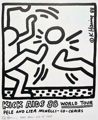 art oil painting reproduction of  Keith Haring Kick Aids 1988 With Pele And Minelli museum quality handmade