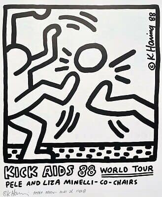 Keith Haring Kick Aids 1988 With Pele And Minelli museum quality
