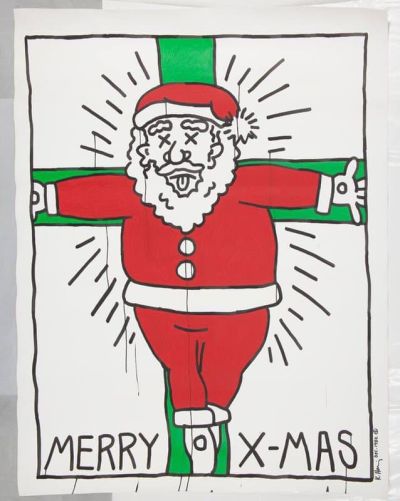 art oil painting reproduction of  Keith Haring Merry Xmas museum quality handmade