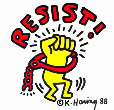 art oil painting reproduction of  Keith Haring Resist museum quality handmade
