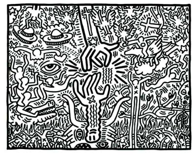 art oil painting reproduction of  Keith Haring The Mariage Of Even And Hell museum quality handmade